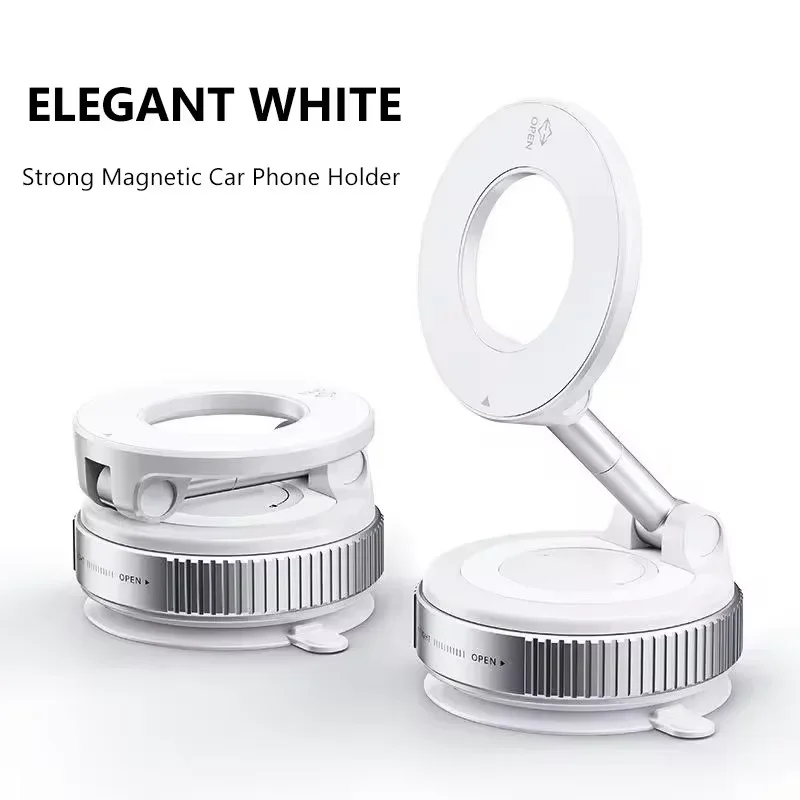 Strong Magnetic Phone Holder Foldable Design 360° Adjustable Vacuum Car Mount for Cell Phone for Iphone Live Streaming